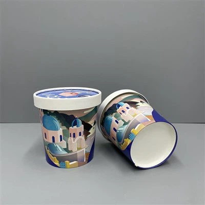 뚜껑이 달린 16온스 종이 아이스크림 컵